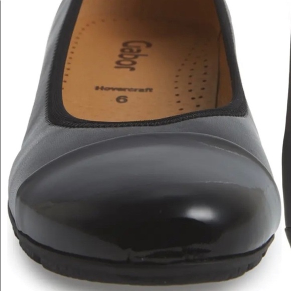 GABOR Black Flats. Ultra comfortable with slight heel, patent toe. - Picture 2 of 6